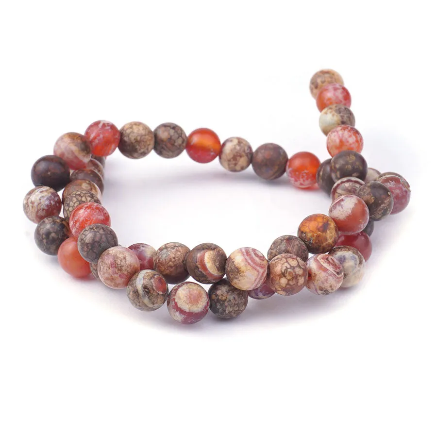 Ancient Cellar Red Agate 8mm Matte Round - 15-16 Inch