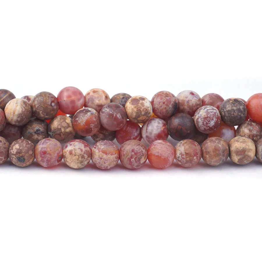 Ancient Cellar Red Agate 8mm Matte Round - 15-16 Inch