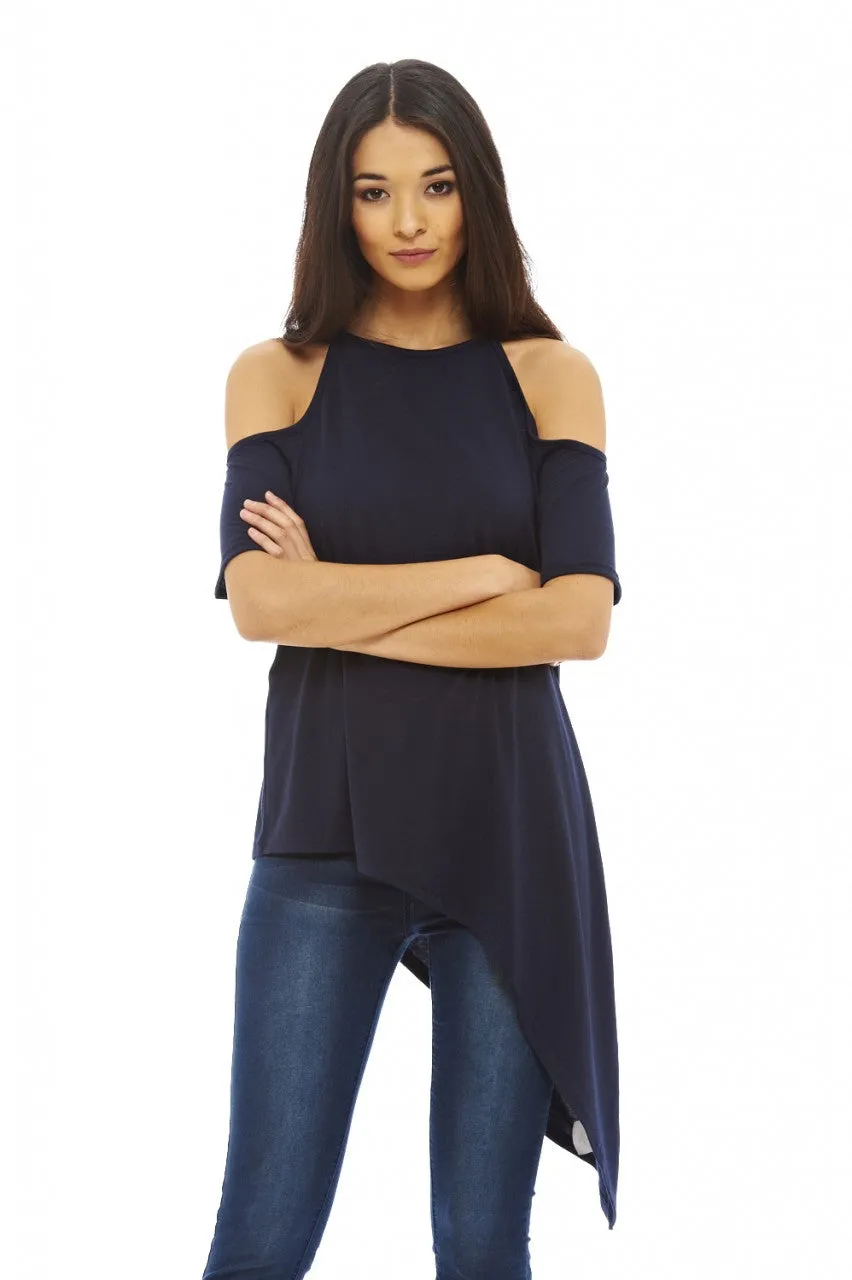 Asymmetric Cut Out Shoulder Top