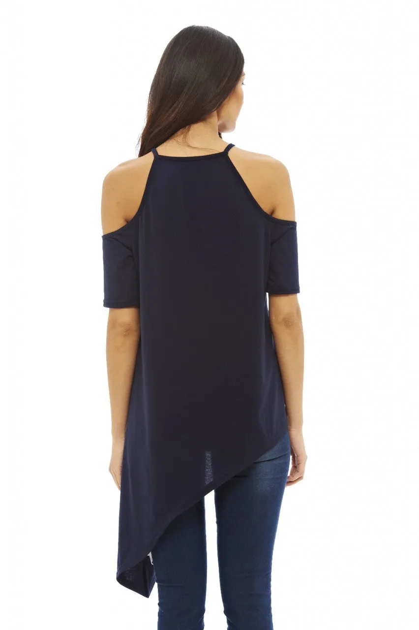 Asymmetric Cut Out Shoulder Top