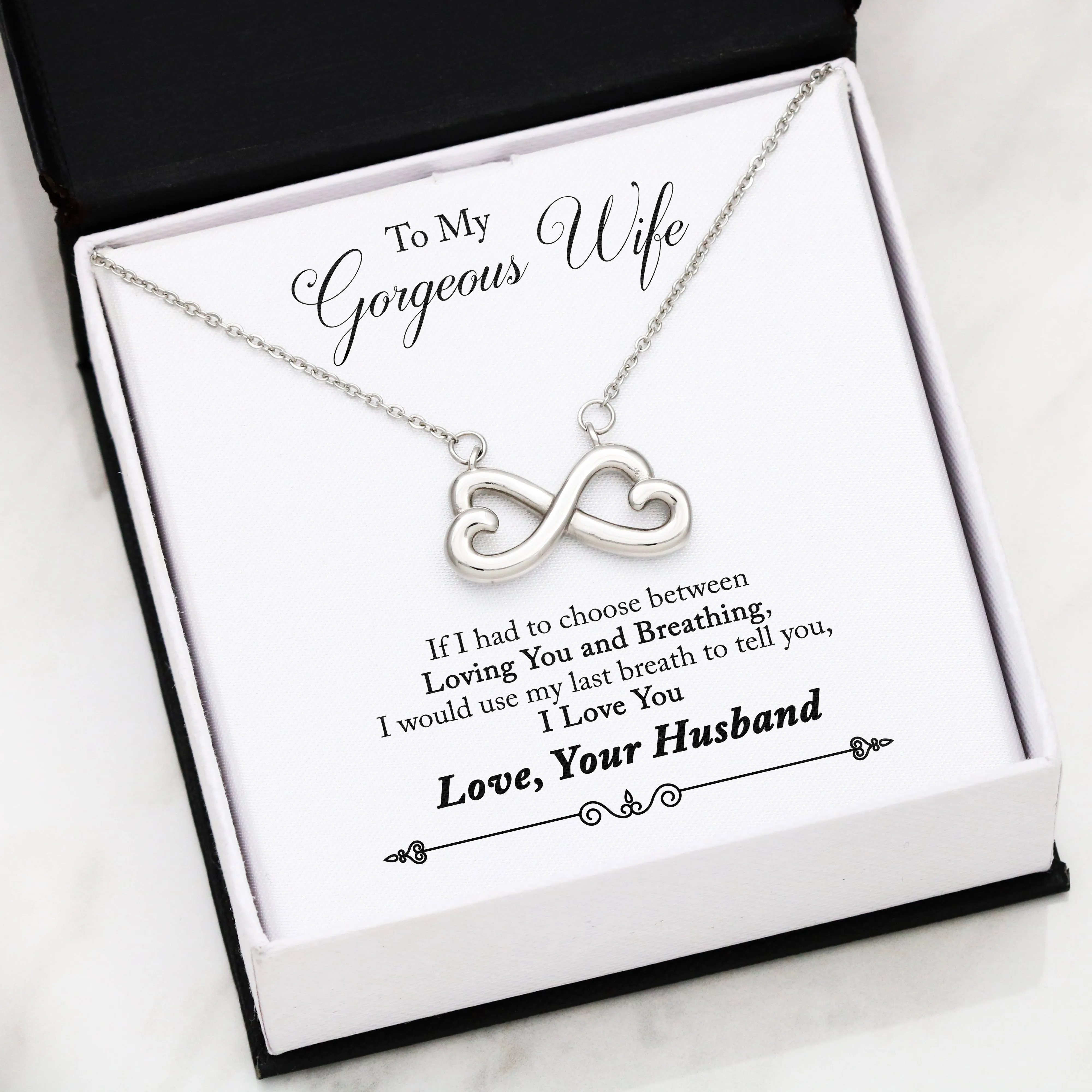 Beautiful LOVE Infinity Necklace With Husband To Wife Last Breath Message Card