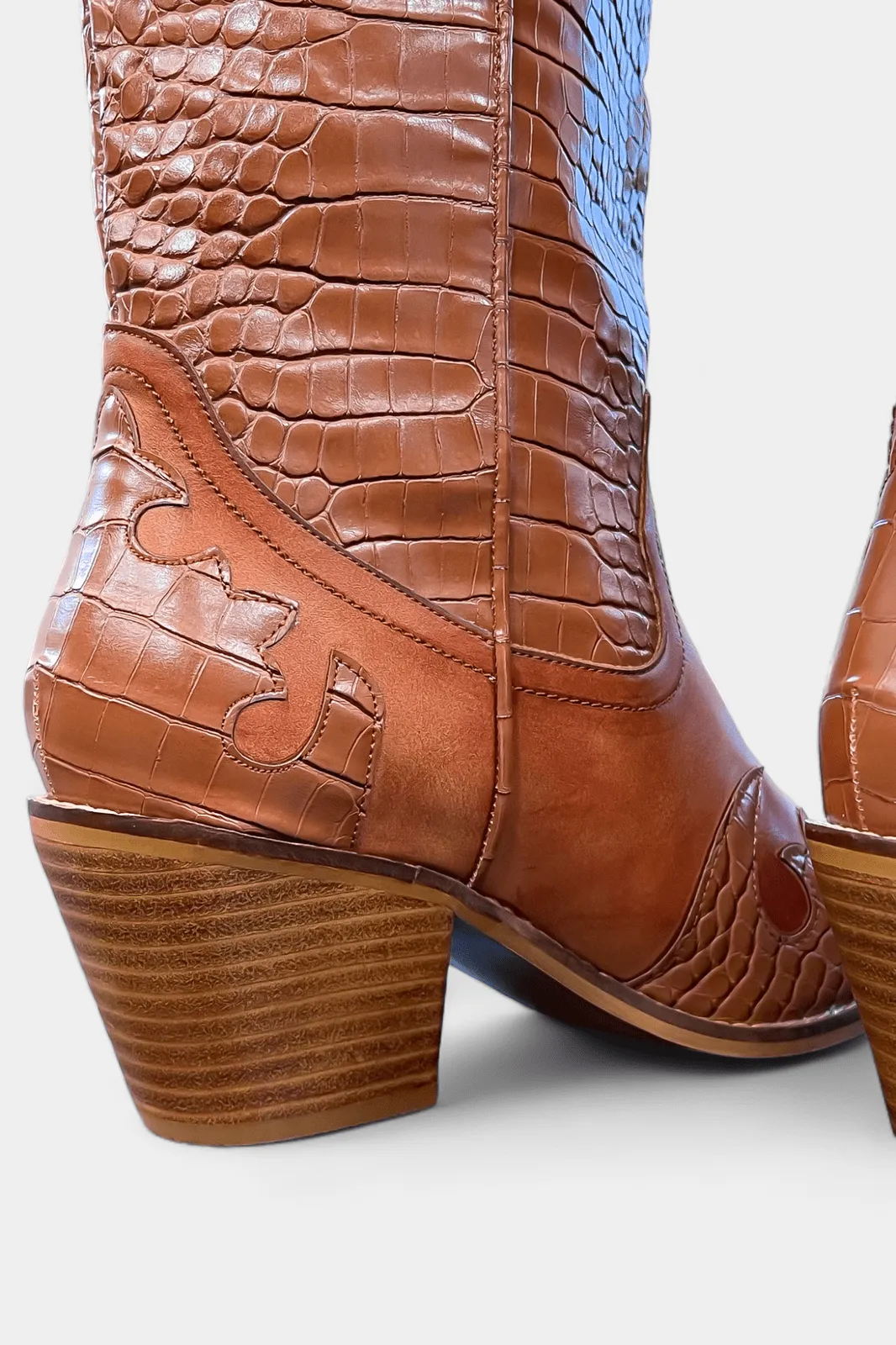 Brown Croc Western Cowboy Boots