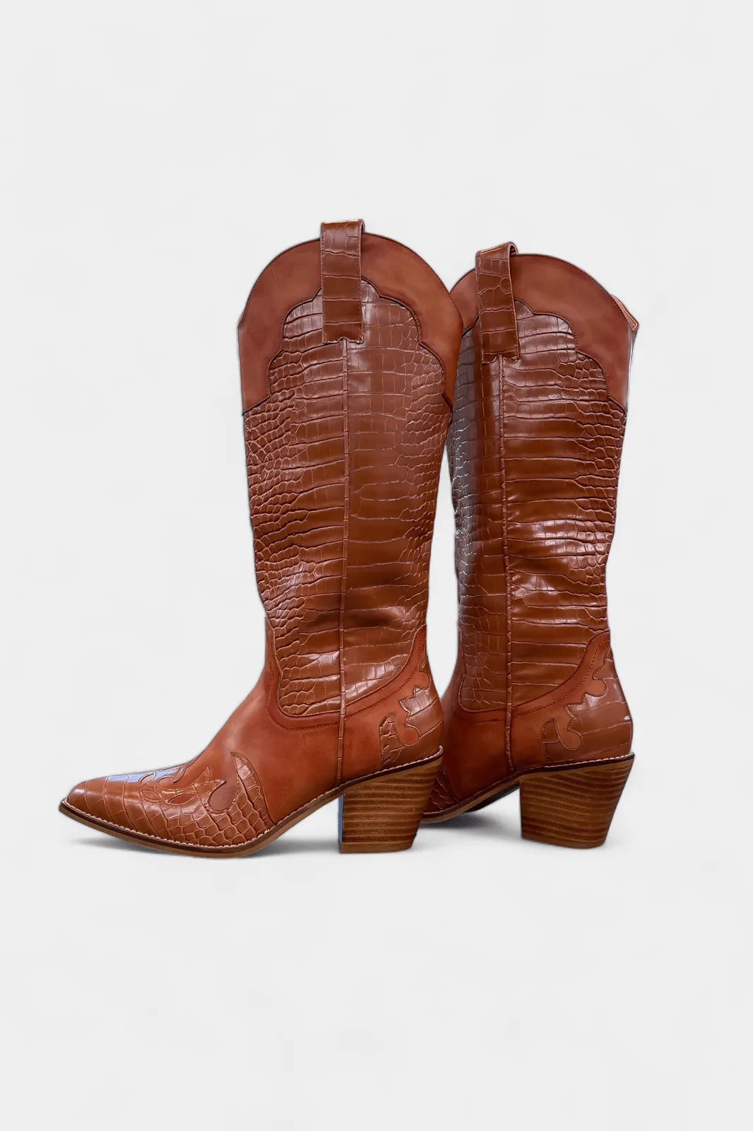 Brown Croc Western Cowboy Boots