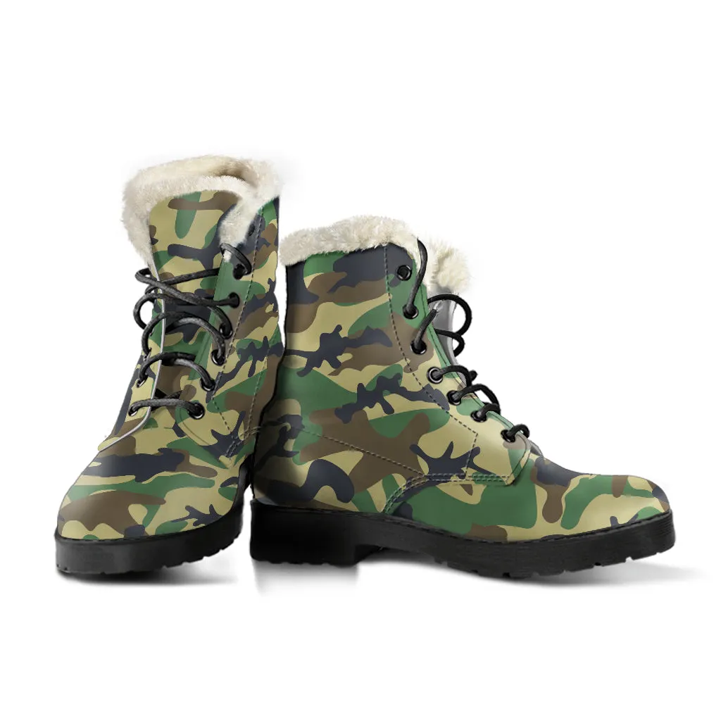 Camo Vegan Fur Boots