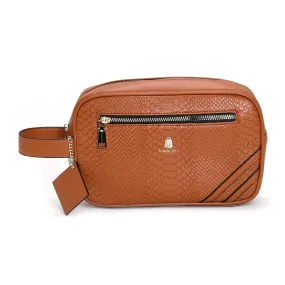 Caramel Apollo 1 Faux Snakeskin Toiletry Bag