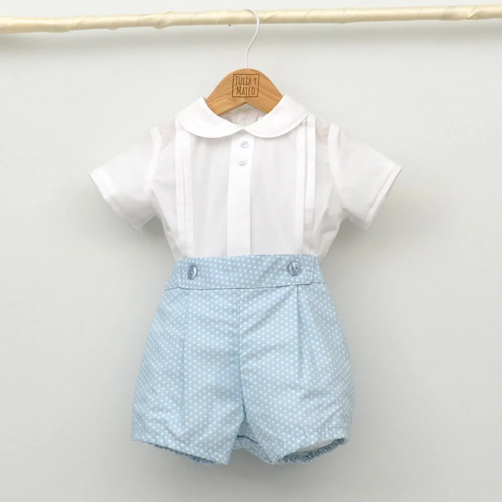 Conjunto bebé Santorini con pololo y camisa cuello bebé