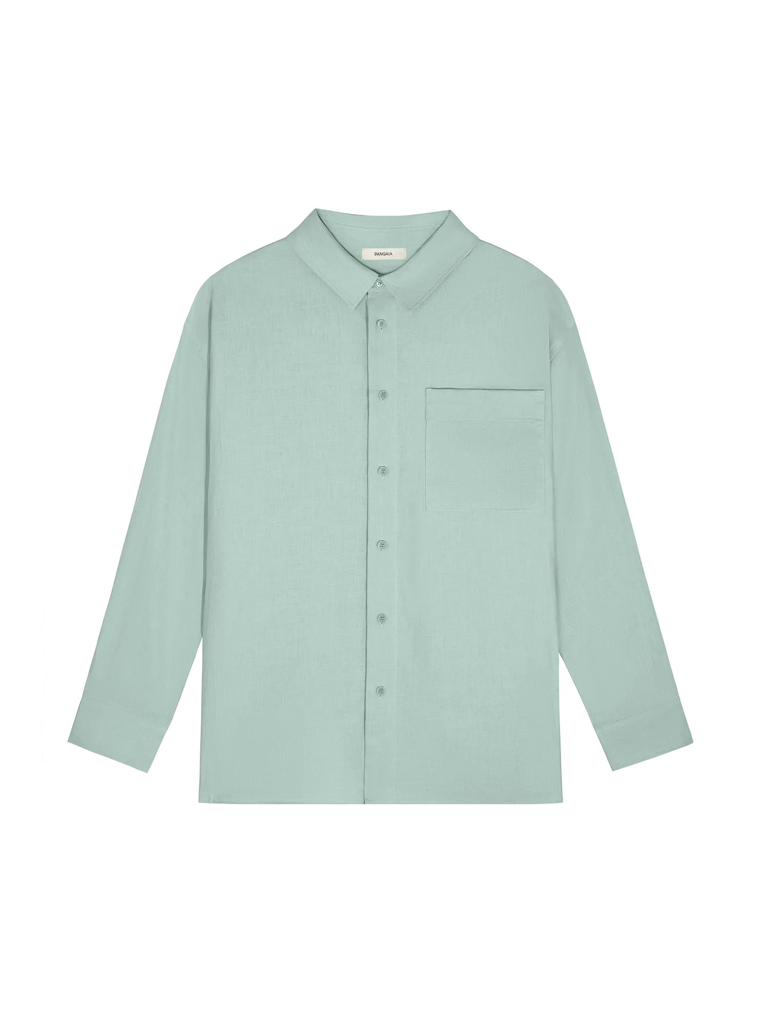 DNA Aloe Linen Collared Long Sleeve Shirt—eucalyptus blue