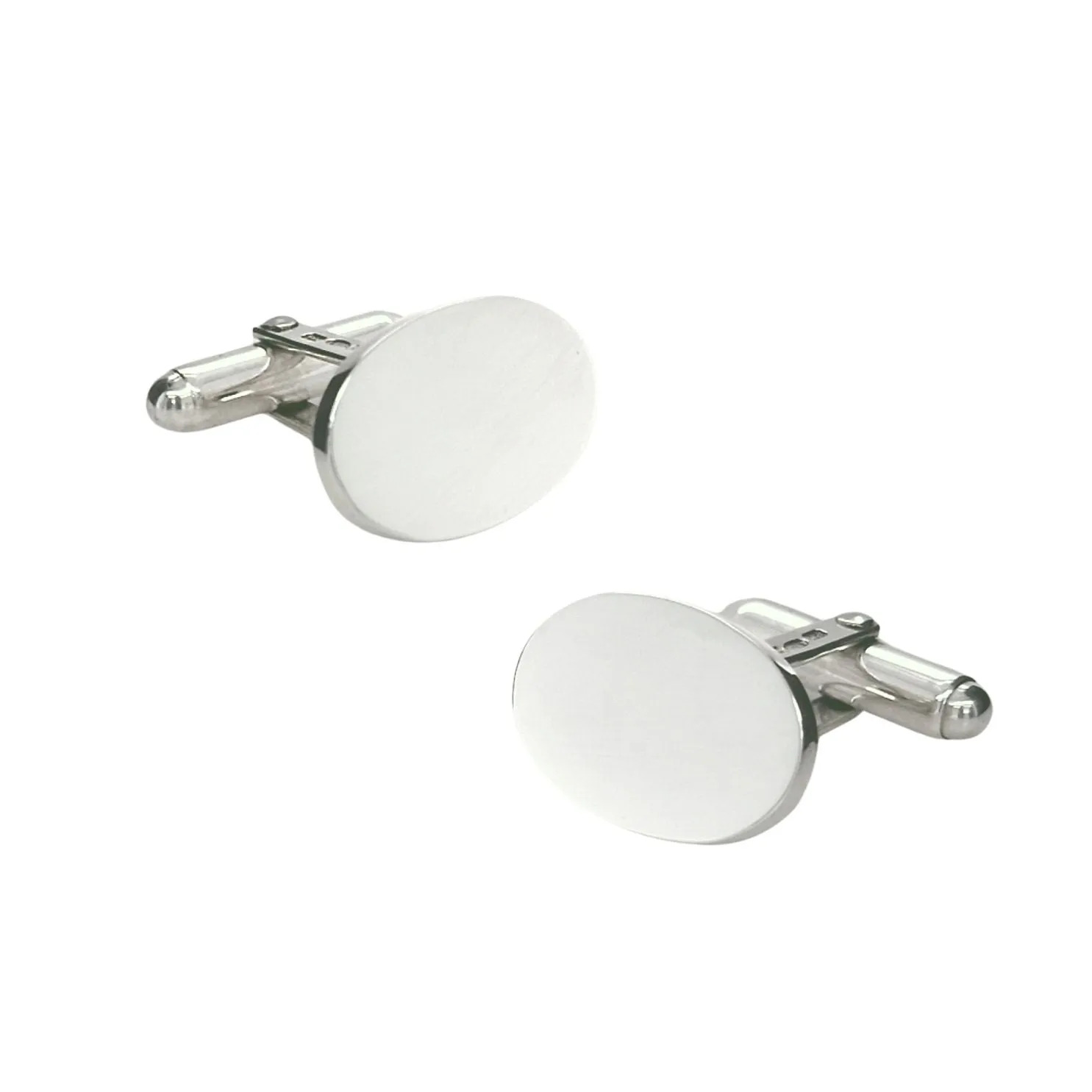 Engraved Sterling Silver Oval Swivel Torpedo Cufflinks