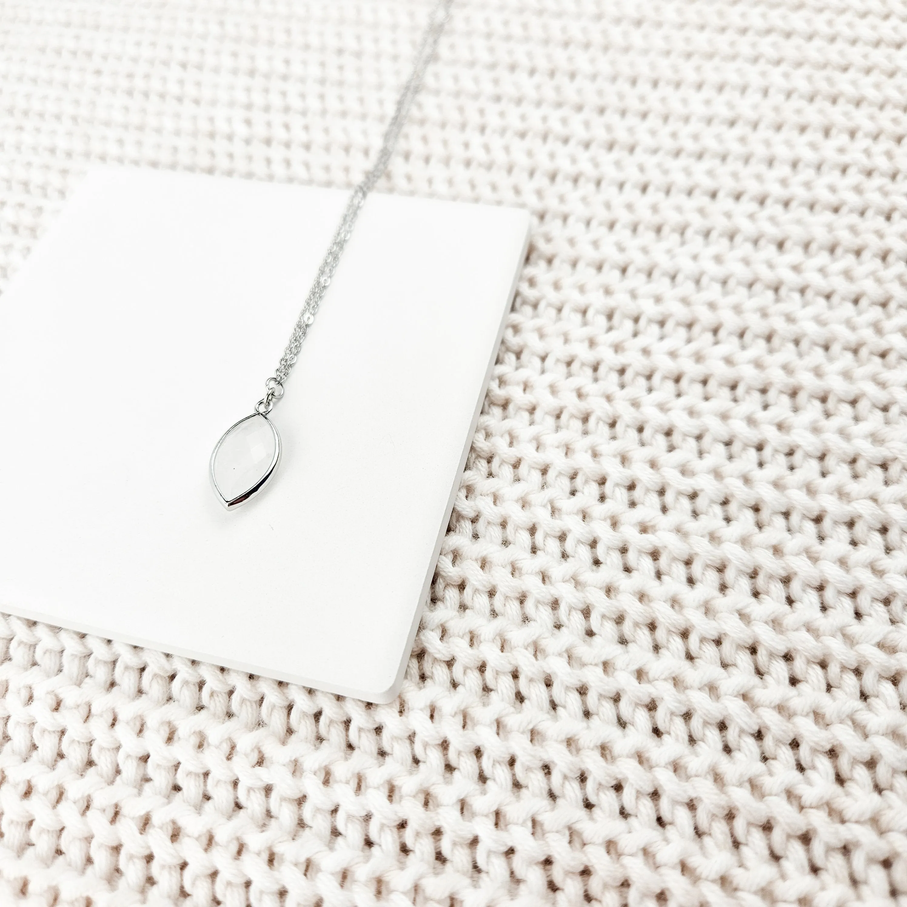 Faceted Quartz Crystal Silver Necklace