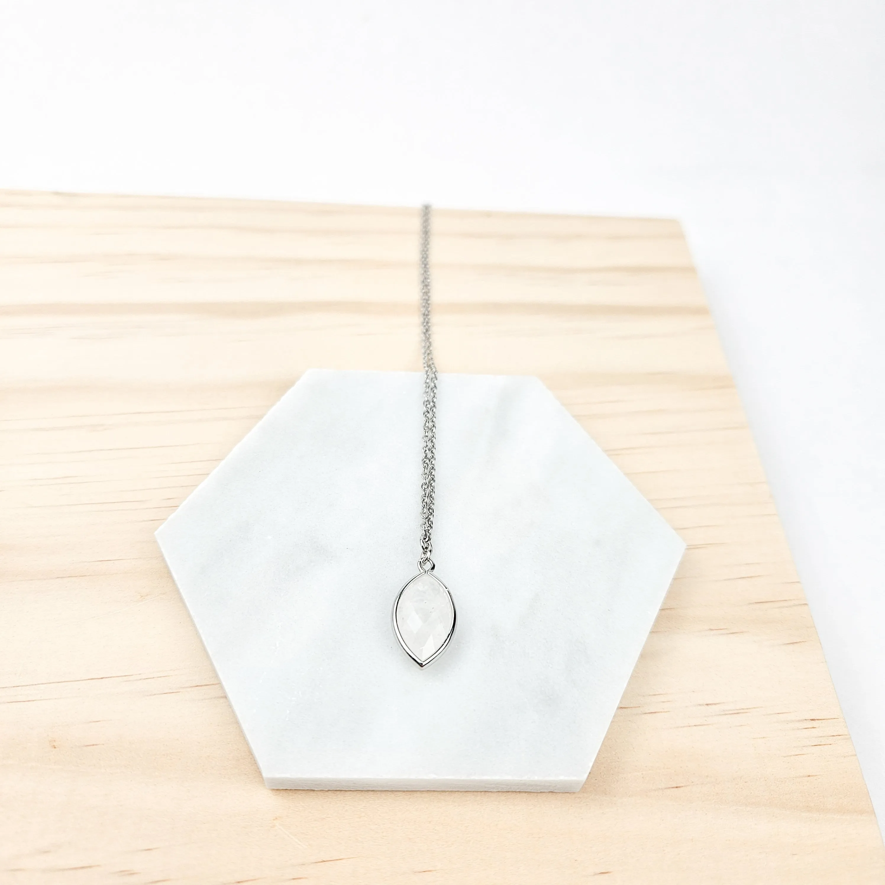 Faceted Quartz Crystal Silver Necklace