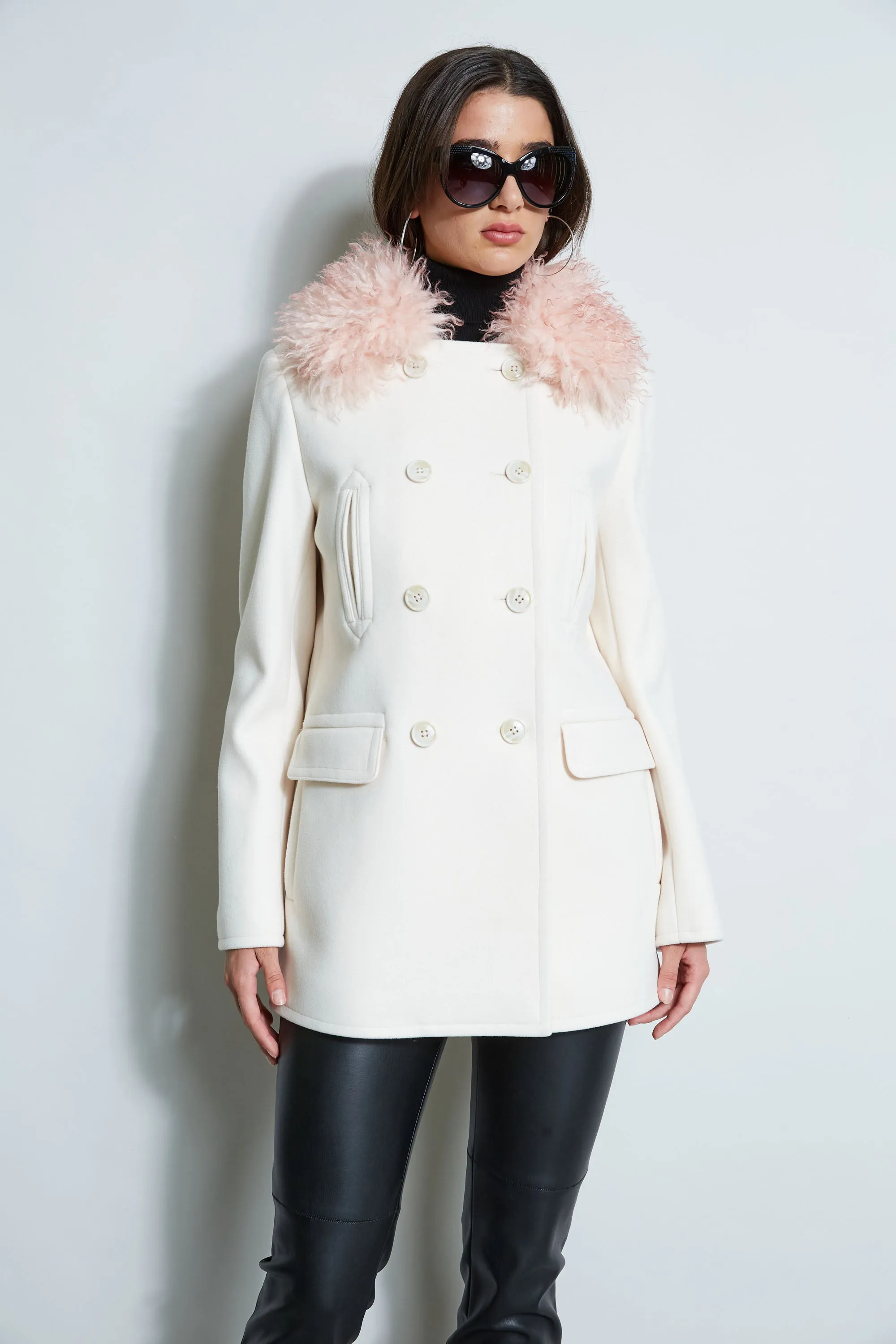 Faux Fur Collar Peacoat