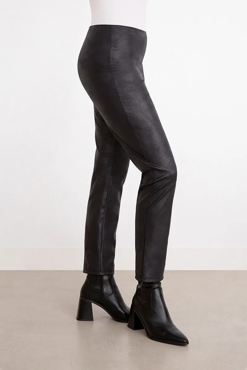 Faux Leather Narrow Pant Midi | Onyx