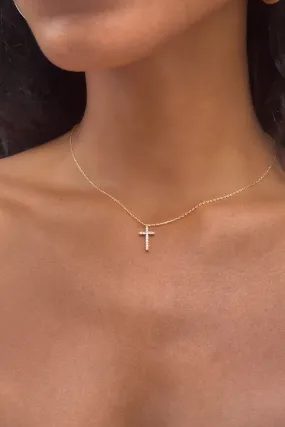 Faux Rhinestone Cross Necklace