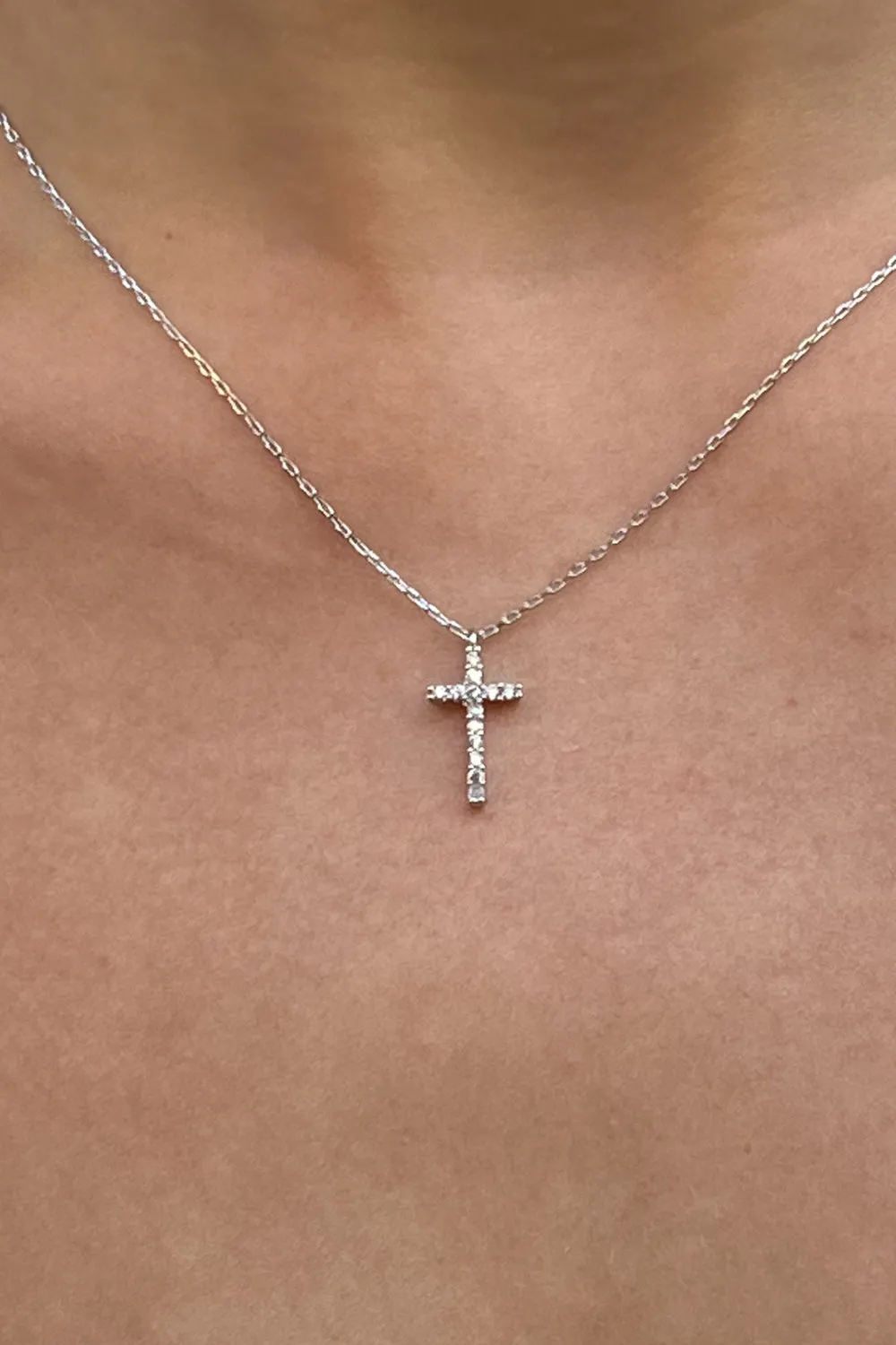 Faux Rhinestone Cross Necklace