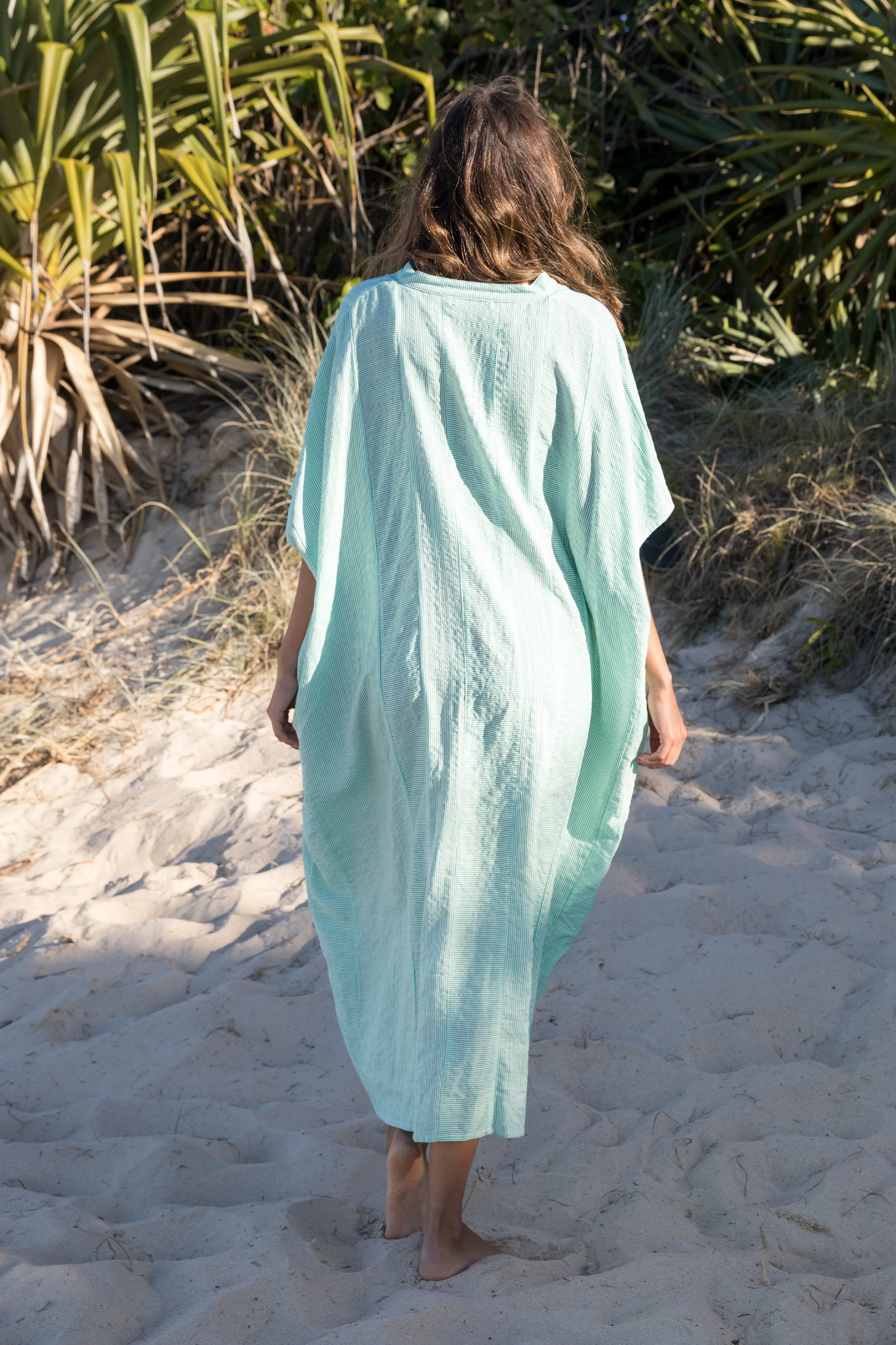 FINAL SALE Kaftan in Mint Stripe