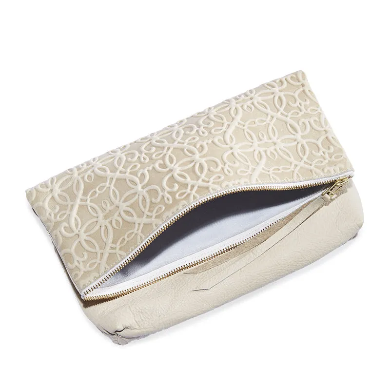 Gabriel Leather Fold Over Clutch, Shoreline Tan