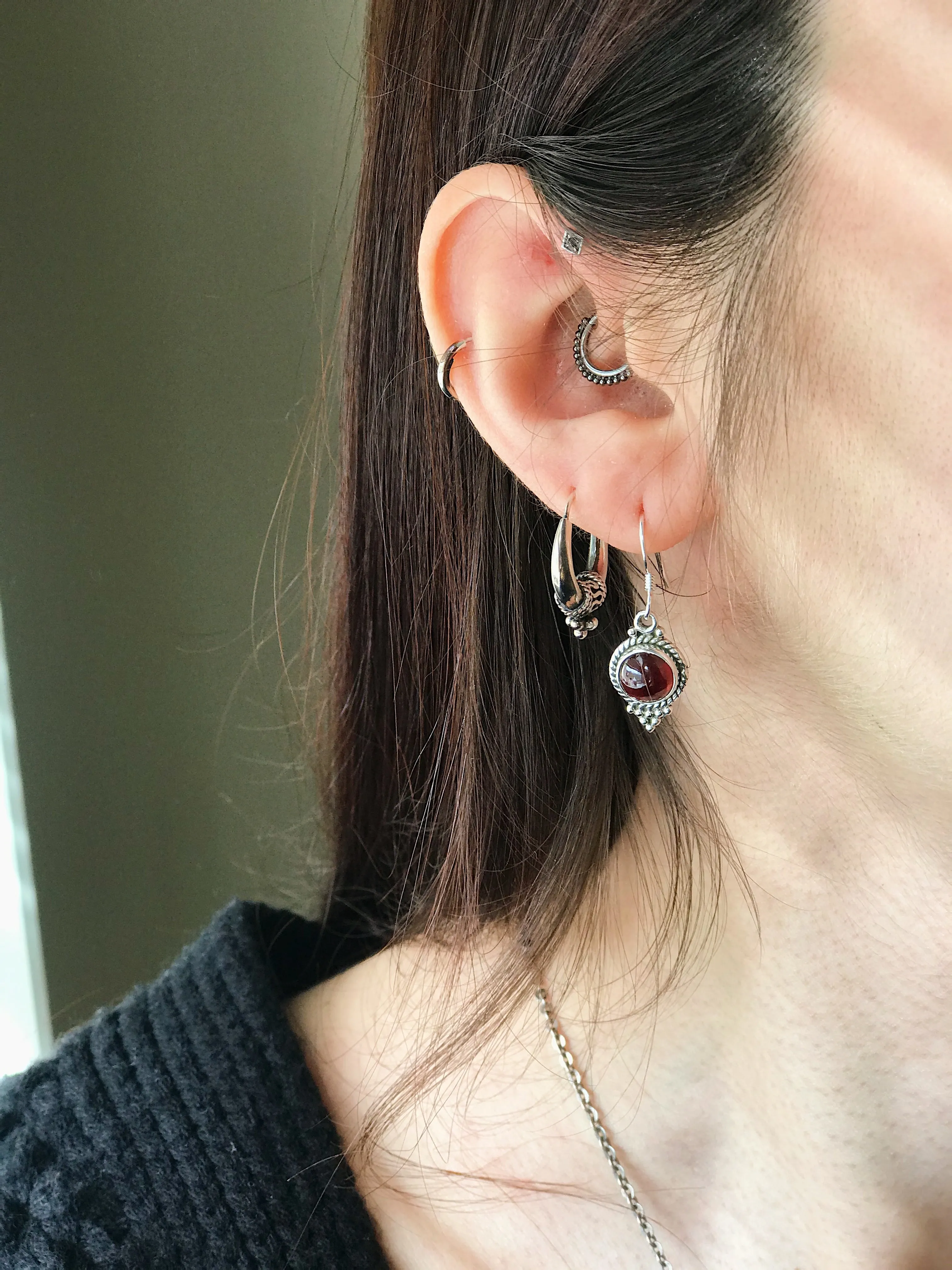 Garnet Cassia Dot Earrings