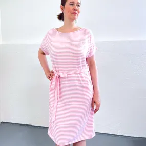 Herzlein® Strickkleid mit Streifen in Rosa und Weiss