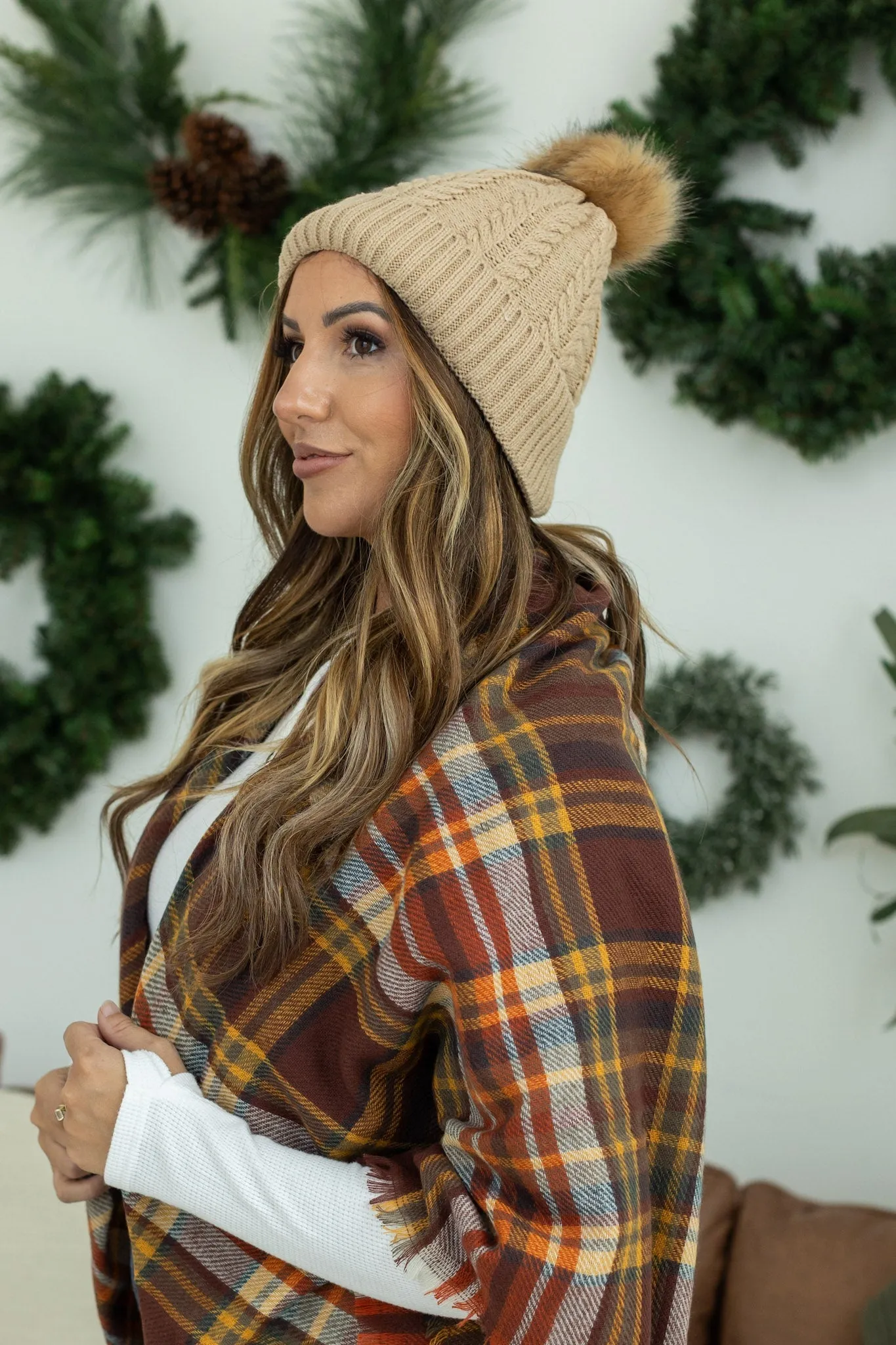 IN STOCK Bella Braid Beanie - Tan