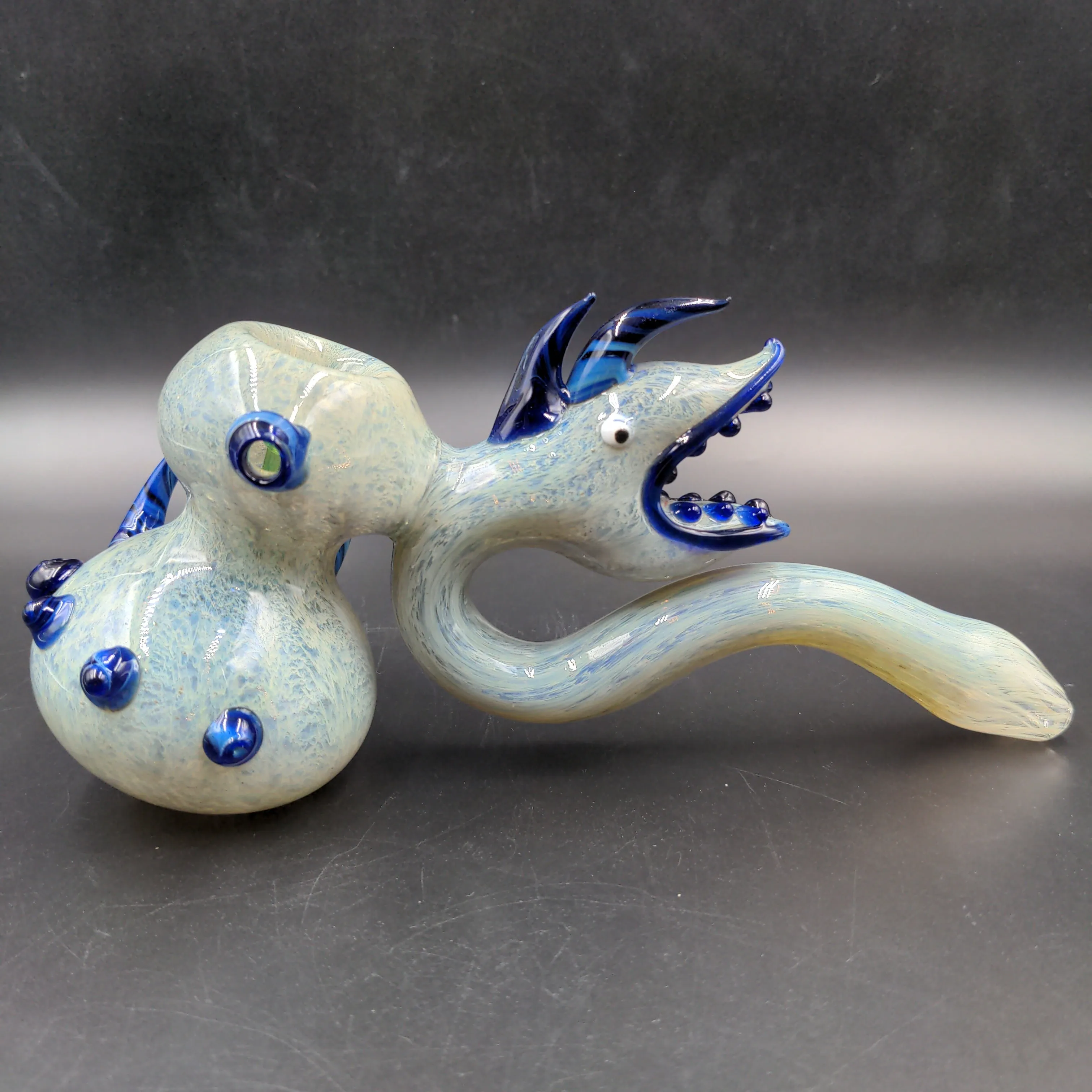 Large Fumed Sea Serpent Glass Hammer Bubbler