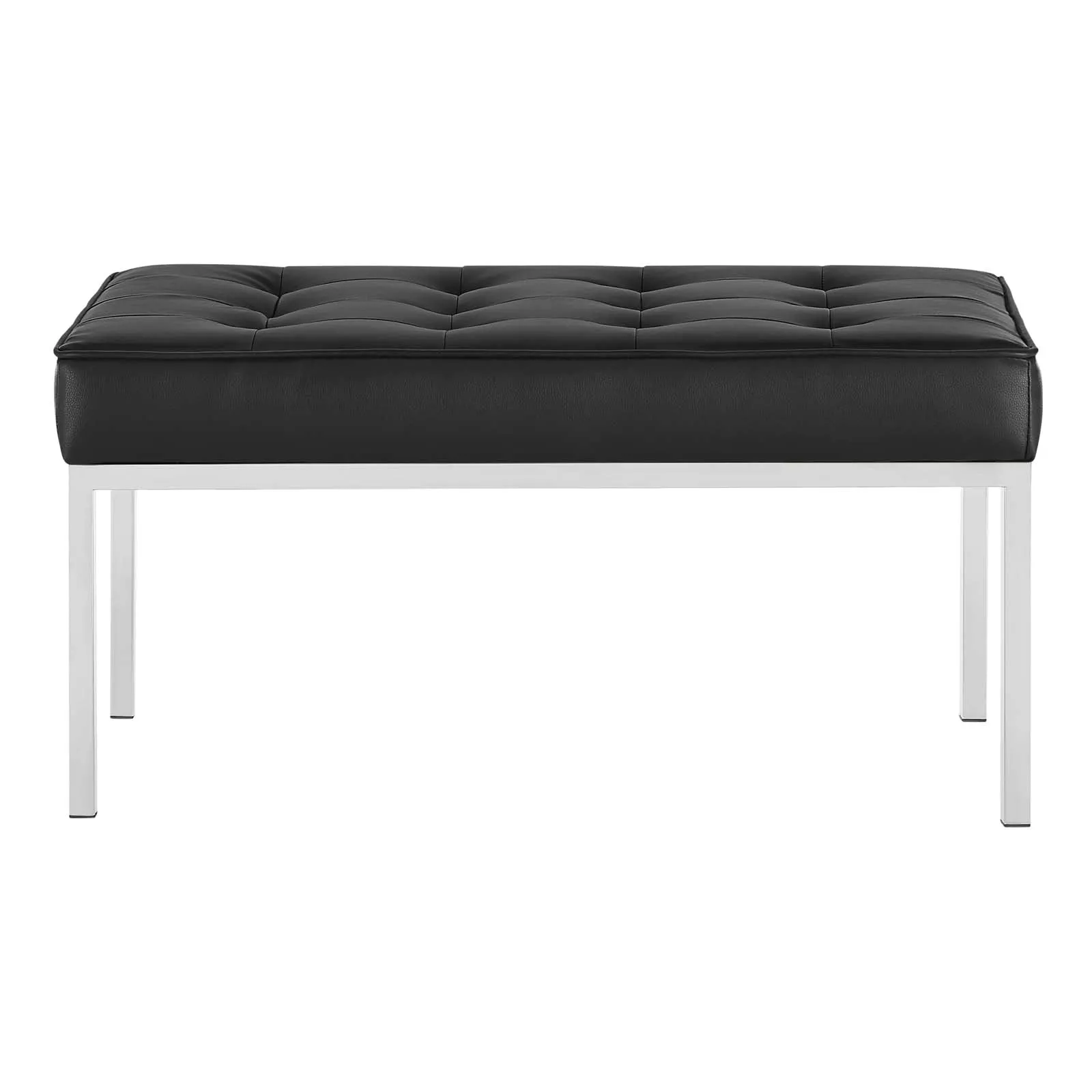 Loft Tufted Medium Upholstered Faux Leather Bench