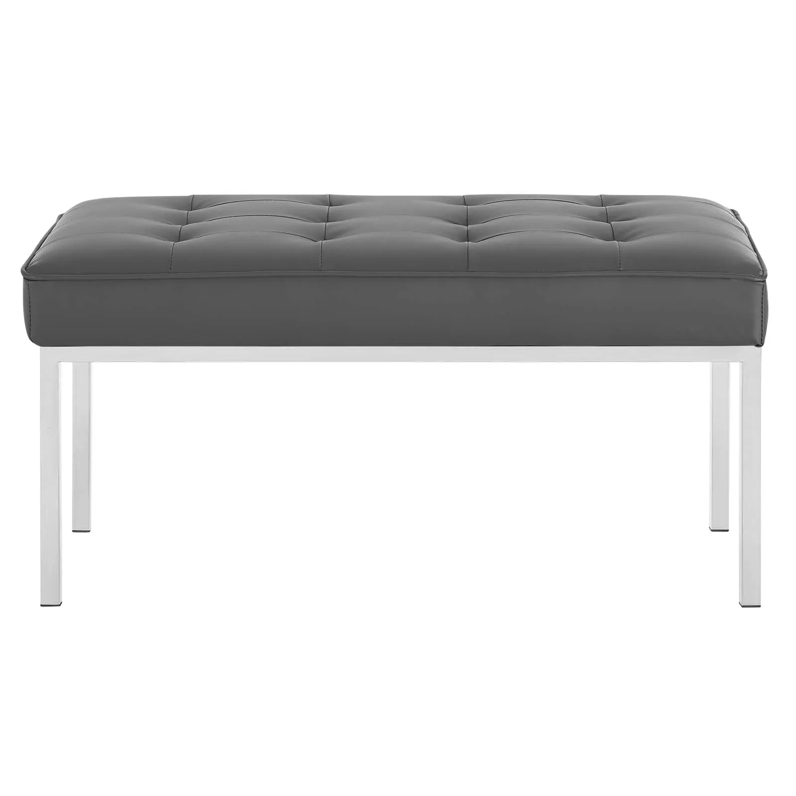 Loft Tufted Medium Upholstered Faux Leather Bench