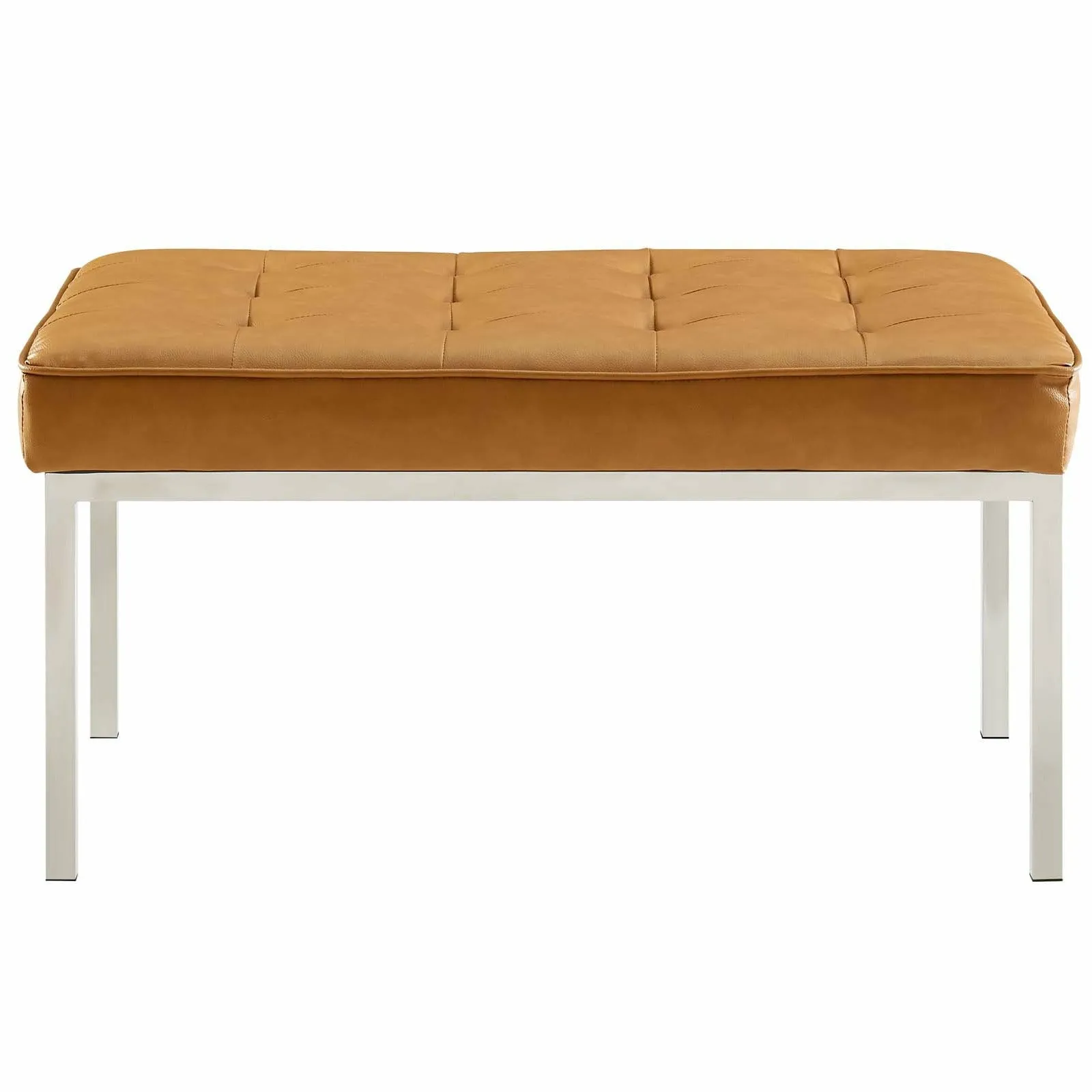 Loft Tufted Medium Upholstered Faux Leather Bench