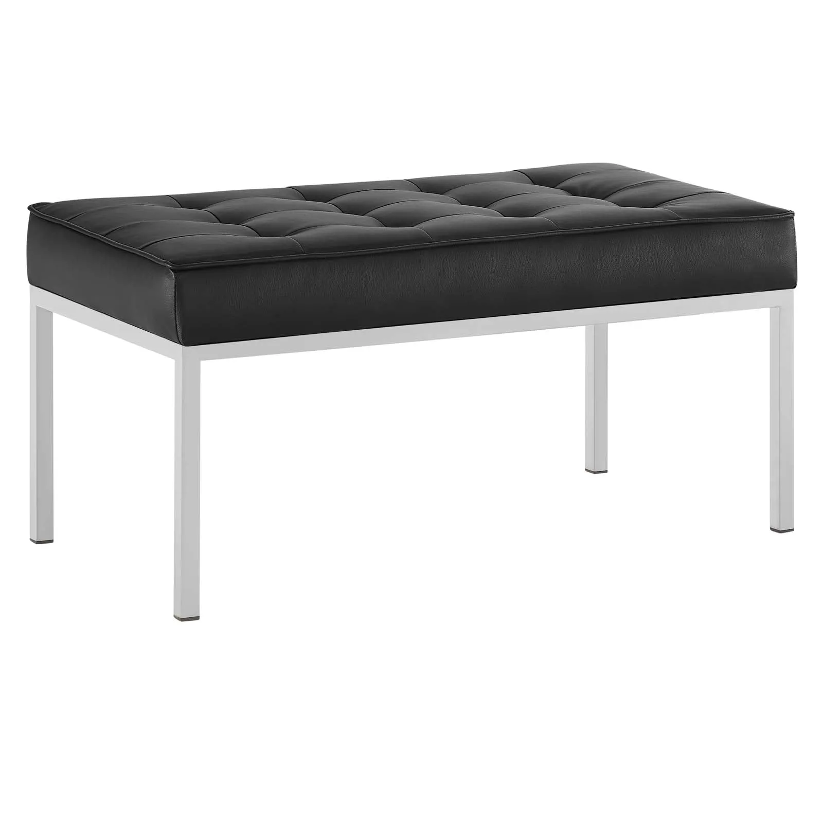 Loft Tufted Medium Upholstered Faux Leather Bench