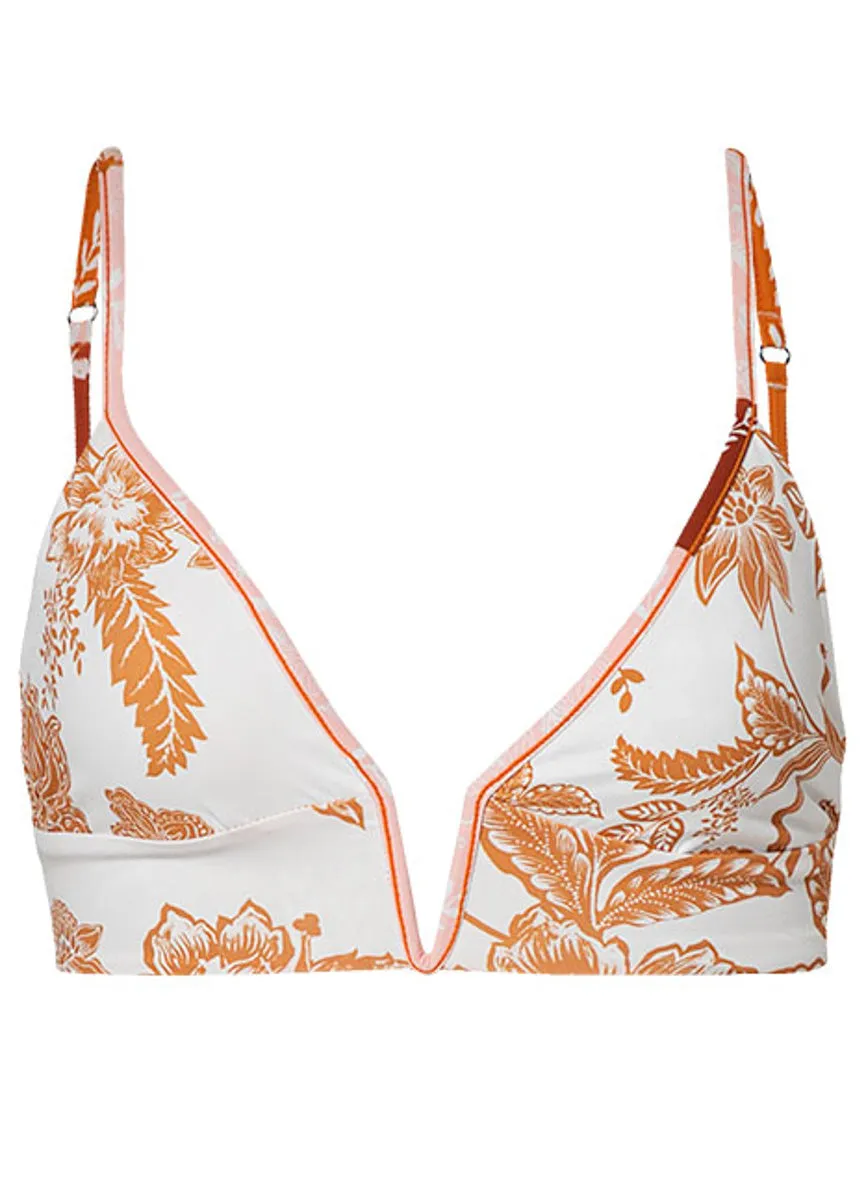 Maaji Leaf Patchwork Parade Long Line Triangle Bikini Top