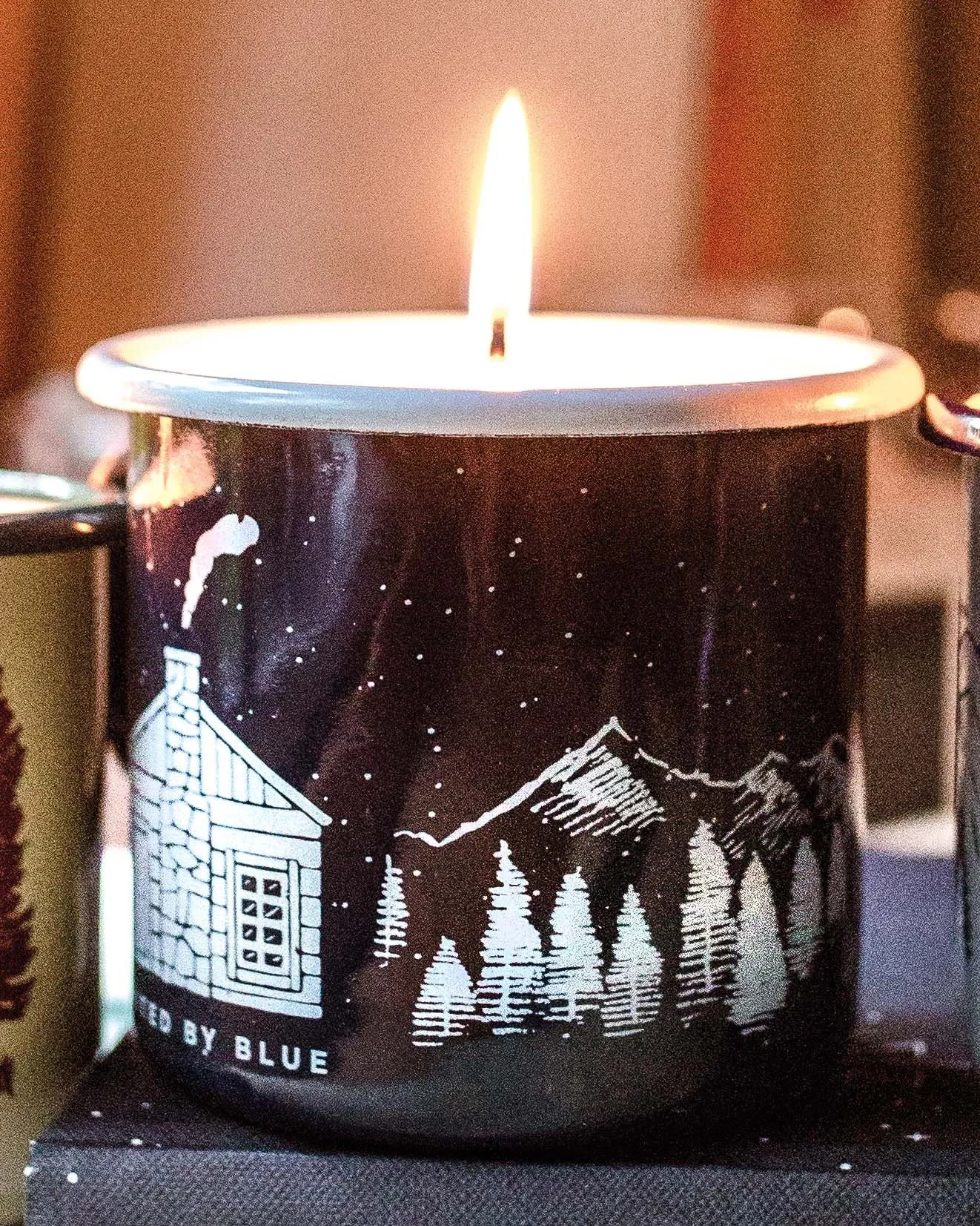 Mountain Cabin Enamel Steel Mug Candle