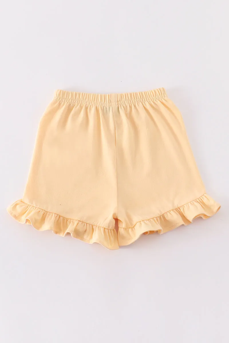 Premium Yellow Basic Ruffle Shorts