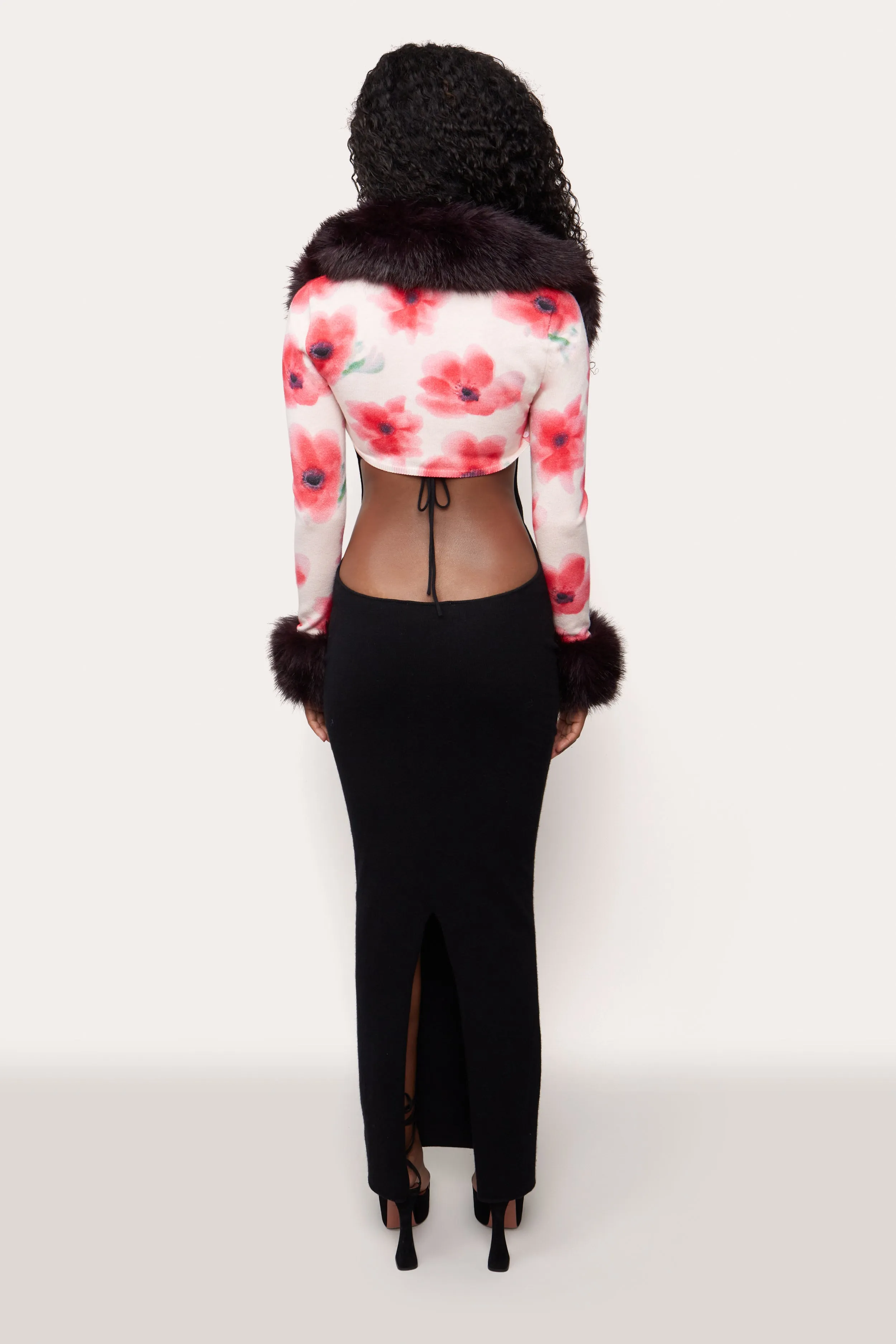 Printed Faux Fur Bolero