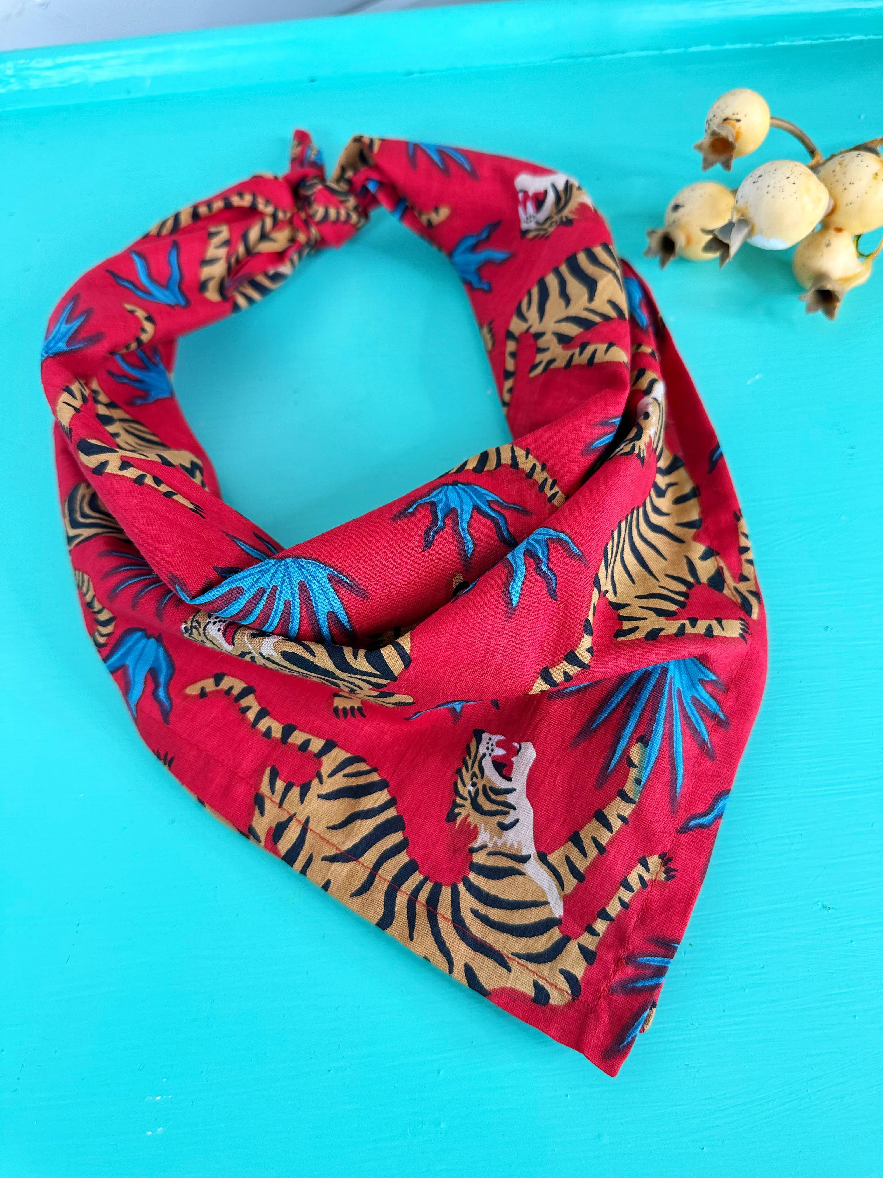 Tiger Print Bandana - Red