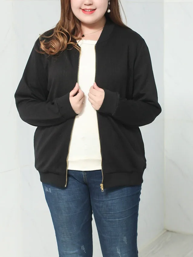 Vandana Plus Size Baseball Jacket (EXTRA BIG SIZE) (Black, Green)