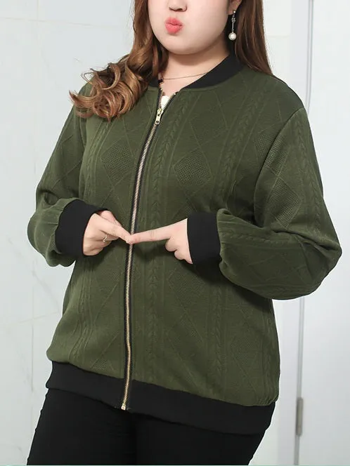 Vandana Plus Size Baseball Jacket (EXTRA BIG SIZE) (Black, Green)