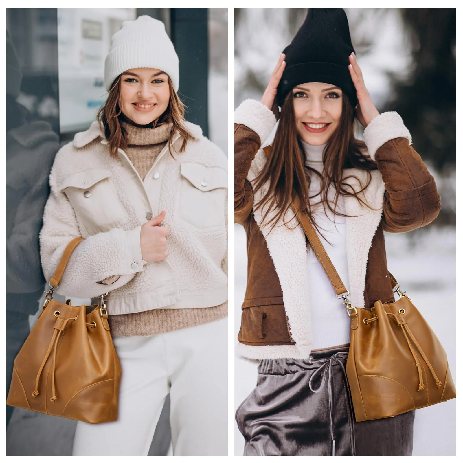 Vintage Drawstring Bucket Bags