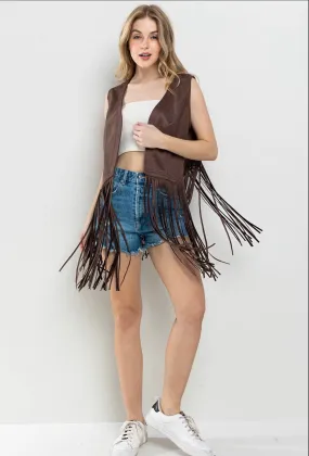 Western Fringe Suede Leather Vest