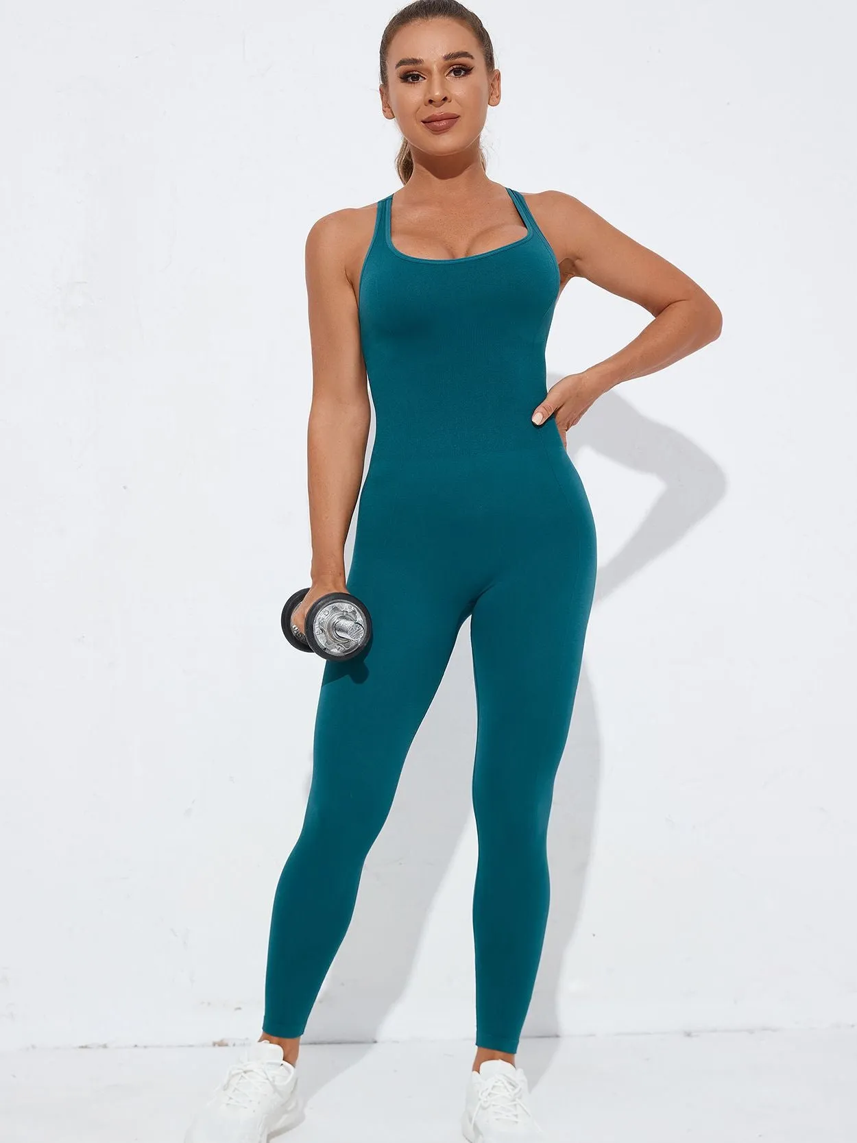 ZASUWA Female Cross Back Hollow Out Quick Dry Jumpsuit